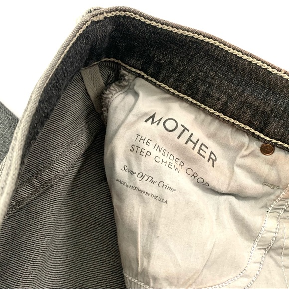 Mother Cropped Raw Hem Jeans Distressed Grey 26 - Picture 4 of 10